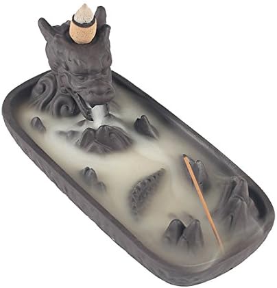 Backflow Incense Burner, Home Dragon Backflow Incense Burner, Backflow Incense Holder With 10PCs Backflow Incense (Black)