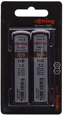 Rotring - Etui de 12 mines HB pour porte-mine Tikky 0,5 mm en Blister de 2