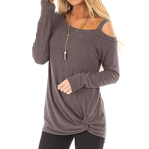 SANFASHION Femmes Pulls Sexy O Cou à Manches Long Jumper Blouse Tops Manches Long Chemisier Top à Manche Longue - Femme