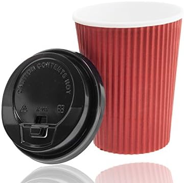 Premium Ripple Cups 0.4 L, bordeaux/Sturdy Wide – Drinking Lid Ripple Cups, Coffee Cups, Disposable Cups 200 ml To-Go Cup, Hard Cardboard Paper Take Away Dish, Bordeaux, bordeaux, 400 ml