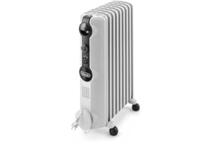 De'Longhi Radia S TRRS0920, Chauffage Bain d'Huile, Boutons Réglables, Pièce Jusqu'à 60m3, 9 ailettes, 3 Niveaux de Puissance, 2000W, Blanc