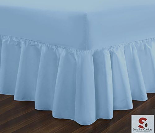 SASA CRAZE Bedding Extra Deep Frilled Valance Fiteed Sheet By (Double, Sky Blue)