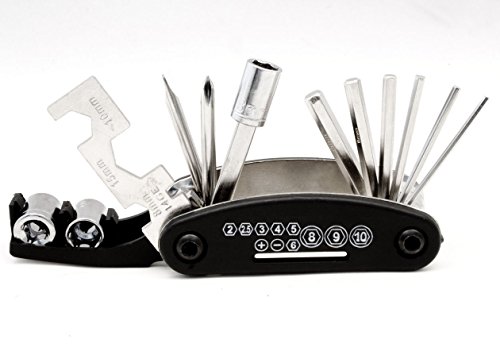 OUTDOOR SAXX 15-in-1 Auto Fahrrad Moped Motorrad Reise Multifunktions Bike MultiTool RepairTool | zB. für Rucksack, Satteltasche, Schraubendreher Kreuz und Schlitz, Schraubenschlüssel, Steckschlüssel, Nuss, Imbus - 2
