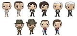 From Stranger Things, Eleven (Hospital Gown), Jonathan, Dr. Brenner, Hopper w/ Donut and Nancy w/ Gun, as a stylized POP vinyl from Funko!