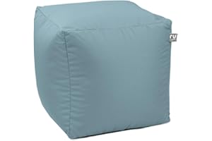 rucomfy Beanbags Indoor Outdoor Cube Bean Bag Pouffe. Home or Garden Extra Seating. Square Water Resistant Footstool 38 x 38cm (Seafoam Blue)