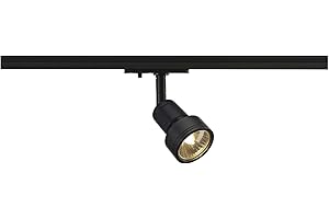 ‎SLV SLV PURI | LED Schienen-Strahler, Dreh- und schwenkbarer 1-Phasen-Strahler, Deckenstrahler, Deckenleuchte, Schienensystem, Innenbeleuchtung | GU10, inkl. 1Phasen-Adapter, Schwarz