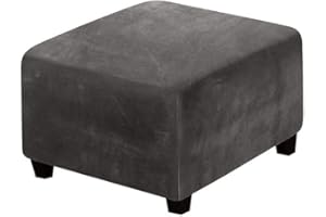 ZZDZW Seat Cube Cover 33-45cm/62-76cm/80-100cm Cover for Stool Square Velvet Ottoman Slipcover Stretch Square Ottoman Covers Washable Footstool Cover (Colour: Dark Grey, Size: 80-100 cm)