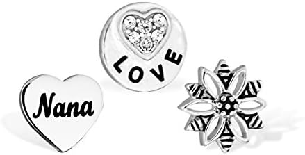 Locket Charm Silver Plated Crystal Nana Love U Charm Set