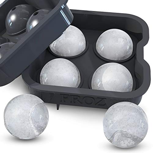 Housewares Solutions Froz Ice Ball Maker - Novelty Food-Grade Silicone Ice Mould Tray With 4 X 4.5cm Ball Capacity
