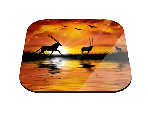 Untersetzer Antilopen am Wasserloch B x H: 10cm x 10cm - 2er Pack von Klebefieber®