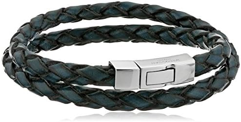 Tateossian Men's Scoubidou Large Blue Double Leather Wrap Bracelet