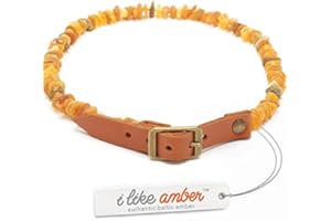 AMBER PET LINE Ambra pulci e zecche collare per cani e gatti – misura 20 cm – 76 cm – Qualità top su Amazon – Realizzato in 100% vera ambra baltica grezza – Protezione delle pulci e zecche – 100% naturale e priva di sostanze chimiche