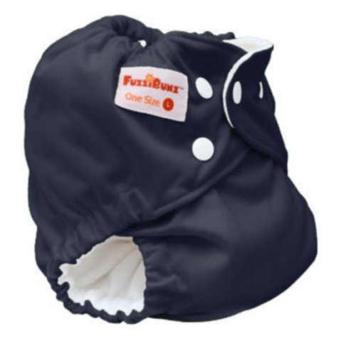 FuzziBunz One Size LARGE, pocket nappy, 10-45lbs, popper fastening, microfibre insert, ADMIRAL BLUE