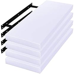 WOLTU RG9319ws-4 Étagère Murale étagère Flottante en Bois, Lot de 4, Blanc