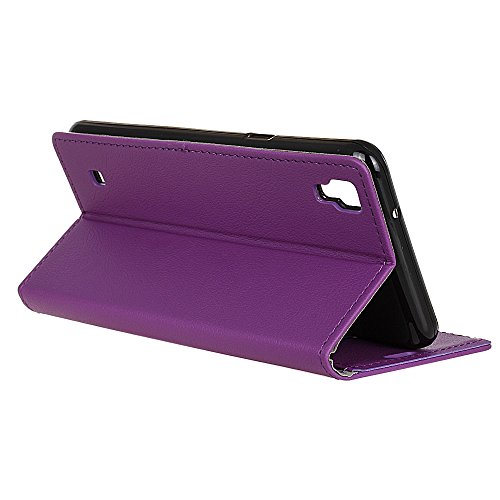 Handyhülle für LG CELLULARE K220 X-POWER ,QUENJOY® Cass Textur Leder Tasche Smart Cover Flip Case Beschützer Haut Schutzhülle Hüllen für LG CELLULARE K220 X-POWER (LGK220) 5,3 Zoll,Lila 03 - 5
