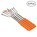 Produktbild BESTONZON 5 Stücke Teleskop Rösten Sticks rutschfeste Edelstahl Spieße BBQ Smore Gabeln mit Silicon Griff Lagerfeuer Kochutensilien Camping Strand Ausflug Kochgeschirr (Orange)
