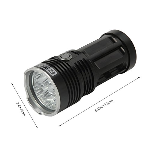 Pellor 7x CREE XM-L T6 LED 8000 Lm Super Hell Outdoor LED Beleuchtung Taschenlampe Reisen Camping Lampe Beleuchtung 3 Modus 8000 Lumen mit Komplett-Set inkl. 4×18650 Akku und Ladegerät (Schwarz) - 4