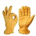 Produktbild Lederhandschuhe, OZERO levantierteHirschhaut-Gartenhandschuhe für Gartenarbeit Zimmerei Fahren Schießen und Motorrad Cycle– Extrem weich und perfekter Halt–Haltbarer Gunn-Schnittund Keystone-Daumen (Gelb, M)