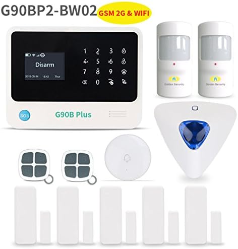 Home Security System,Golden Security touch screen keypad LCD display Wireless WIFI &amp; GSM(2G) 2-in-1 with Auto Dial,Motion Detectors and more DIY Home Alarm System G90BP2-BW02