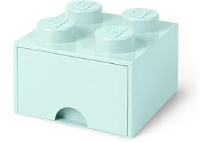 Room Copenhagen Lego Brick 4 gałki, 1 szuflada, do przechowywania, 4,7 l, zielony, niebieski (Aqua Light Blue) / miętowy, 25 x 25 x 18 cm