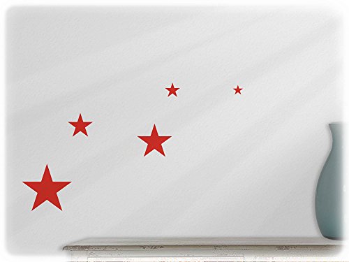 Wall art sticker stars -set of 5 (st4) --32-light red
