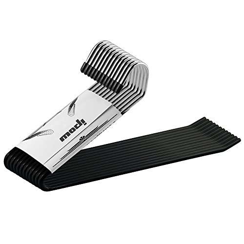 Ipow® 12-Stück Metall Kleiderbügel Antirutsch Hosenbügel, Gabelschlüssel Easy Slide-Organizer, verchromt/schwarz