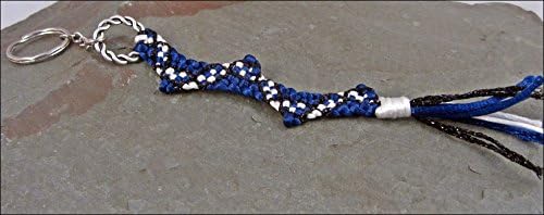 Geometric blue lanyard, door key holder, woven round cord patterned ladies keychain, ethnic style hand braided gift for housewarming party