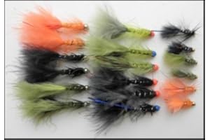 TROUTFLIES UK LURES Trout Flies, Flash Damsels 18 Per Pack, Mixed Gold head,Hothead and Mini