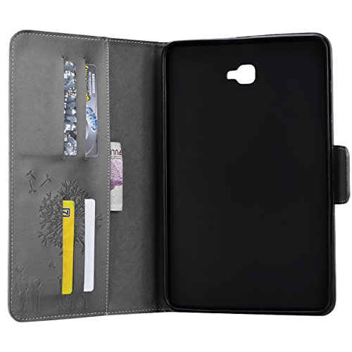 Samsung Galaxy Tab A (2016) 10.1 T580N / T585N Hülle, Yokata Cover Flip PU Lederhülle Geprägt Löwenzahn Motiv Bookstyle mit Eingebautem Magnet Magnetverschluss Handyhülle Sehr Dünn Standfunction Case Backcover Tasche Karten Slot Schutzhülle Etui Brieftasche Cover + 1x Kapazitive Feder – Grau - 7