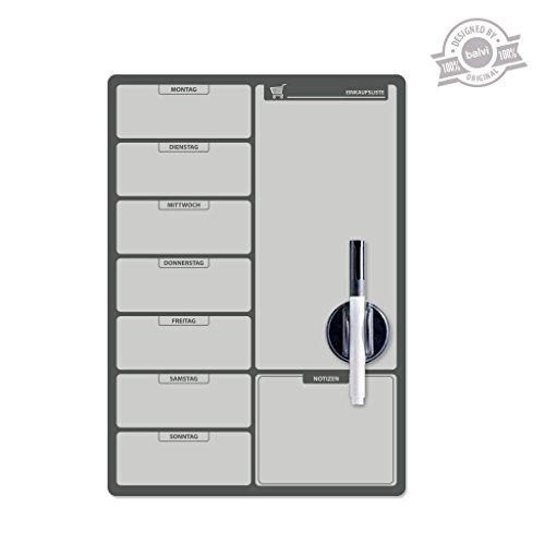Balvi - Einkaufsliste Magnettafel für Kühlschranktür. Erstellen Sie Ihre Einkaufsliste. Filzstift und Löschfilz enthalten. Abmessungen 42x30 cm