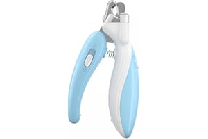 DONGKER Krallenschere mit LED Licht, Katze Krallenschneider, Haustiere Krallenpflege Schneider mit Spritzfest Sicherheitsschutz für Katzen Hunde Welpen