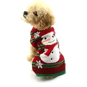 Hotumn Dog Christmas Sweater Snow Winter Coat Cozy Sweaters Xmas Dog Holiday Sweaters Year Christmas Sweater Pet Knit Clothes for Small Dog and Cat (2XL)