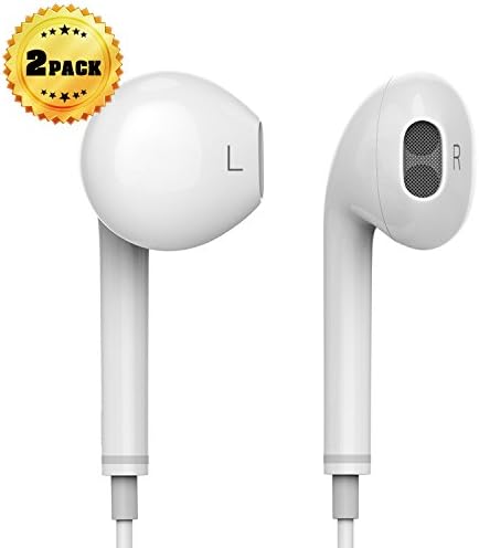 Vaken In-Ear Headphones/ Wired Earphones with Stereo Mic&Remote Control - Noise Isolating, High Definition and performance - Earbuds with Pure Sound and Powerful Bass for iPhone, iPod, iPad, Samsung, HTC, Nokia and More (white) (2 pack)