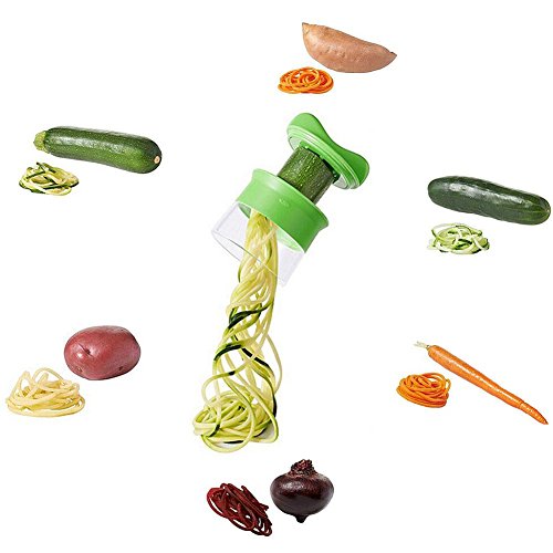 Spiralschneider Hand Möhrenreibe Gurkenschneider Spargelschäler Gemüsehobel für Gemüse Obst kartoffel Zwiebel Zucchini Spaghetti Nudeln in Spiralen mit 2 Klingen - 3