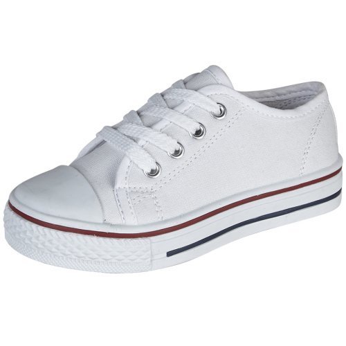 C4-Infants Lace Up Canvas Pump Shoes With White Laces - 27 (UK-9) White