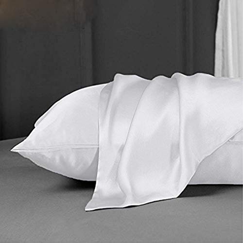 MOVEONSTEP Funda de Almohada de Seda 2 Unidades Suaves y Lisas Fundas de Microfibra 50 x75 cm (Blanco)