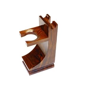 Quality Wood Shaving Razor and Shaving Brush Stand.Walnut Finish - Image 2