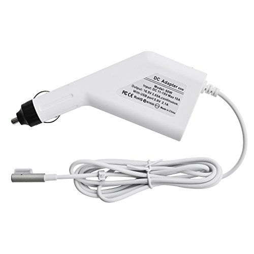 Original iProtect® Auto KFZ Universal Adapter Netzteil Ladegerät 60W für Apple MacBook mit MagSafe 1 Netzanschluss Charger + zusätzlichen USB Anschluss für iPhone / iPad in weiß - 2