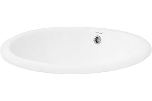 ML DESIGN MODERN LIVING ML-Design Lavabo in Ceramica Bianca 49x19,5x40,5 cm Lavandino da Incasso Ovale Moderno Bacinella Lavamani per il Bagno e Toilette Lavello con Scarico Standard Foro per Rubinetto e Troppopieno