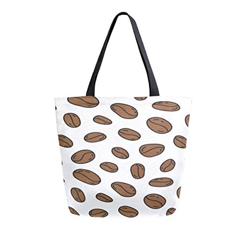 Preisvergleich Produktbild Kaffeebohnen Duftende Tragbare Große Doppelseitige Casual Canvas Tragetaschen Handtasche Schulter Wiederverwendbare Einkaufstaschen Reisetasche Für Frauen Männer Lebensmittelgeschäft Reise