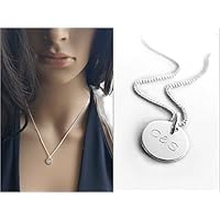 Kleiner Gravur - Anhänger, Silber Initial Schmuck, Silberkette, Plättchen Halskette, 925 Sterlingsilber