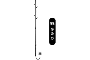 SKYLYZH Scaldasalviette Elettrico Bagno, Termoarredo Tlettrico ad asta singola, Scalda Asciugamani Elettrico, Portasciugamani Elettrico, Scaldino Asciugamani, Temperatura regolabile, Basso Consumo-Black