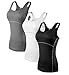 YR.Lover Damen 3er Pack Dry Fit Kompression Running Yoga Tank Top T-Shirt
