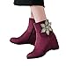 Produktbild Tianwlio Frauen Herbst Winter Stiefel Schuhe Stiefeletten Boots Frauen Volltonfarbe Keil Reißverschluss Flock Stiefel Blume Schnee Stiefel Runde Schuhe rot 39