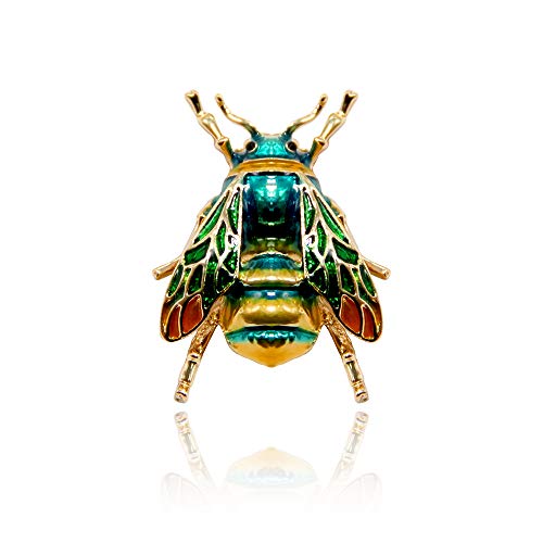 WikiMiu Broche Abeille pour Femme Homme en Émail, Bijoux Fantaisie Élégant, Cadeau pour Anniversaire Noël et Fêtes, Vert