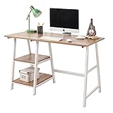 schreibtisch holz massiv 【Material】15 mm starke Holzplatte mit hohem Widerstand auf Kratzer & Reibungs, leicht zu reinigen; Hochwetiges Metallrahmen sorgt für Stabilität.