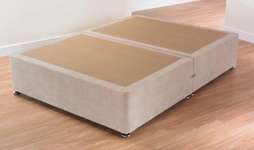 Smartslumber Chenille Divan Bed Base With Cubed Headboard - (5ft King, Cream) - 4 Drawers โ SS1902