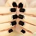 24PCS Matte with Metallic French Acrylic False Nails Fake Nail Full Cover Medium Nail Tip Art Black&Silver
