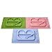 DOMIRE Happy Face Feeding Set EasyMat Kids Placemat No Mess Divided Suction Plate. Safety Food Grade Silicone Non-slip Suction Bowl Sectional Baby Plate. (Green)