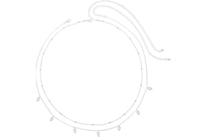 ZORVUJI Collana Pancia Argento 2 Pezzi – Catena Vita con Frange di Paillettes, Catena Regolabile per Donne e Ragazze, Sexy Collana Corpo per Spiaggia e Festa